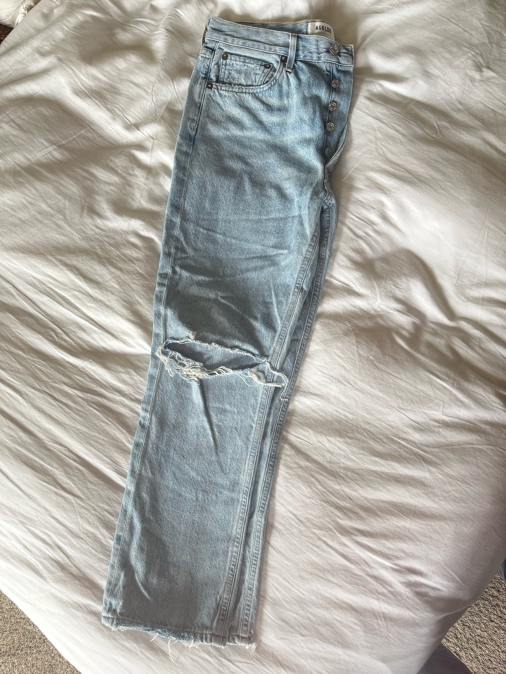 Agolde Light Blue Button-Fly Denim Jeans